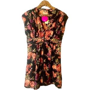 Orion London Women’s NATASHA Floral Zip Front Cap Sleeve Dress Size M/L